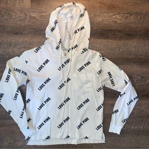 PINK Victoria’s Secret Hooded Shirt White/Black Women’s Size XS